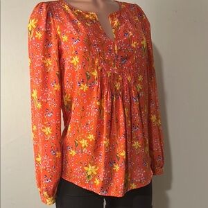 Gap Women’s Blouse Top Floral V-Neck Long Sleeve  Size XS